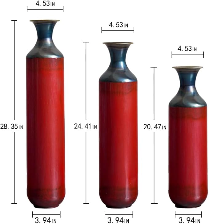 Modern Teardrop-Shaped White Metal Floor Vase Set of 3 - Luxury Home Decor with Hand-Fire Coloring