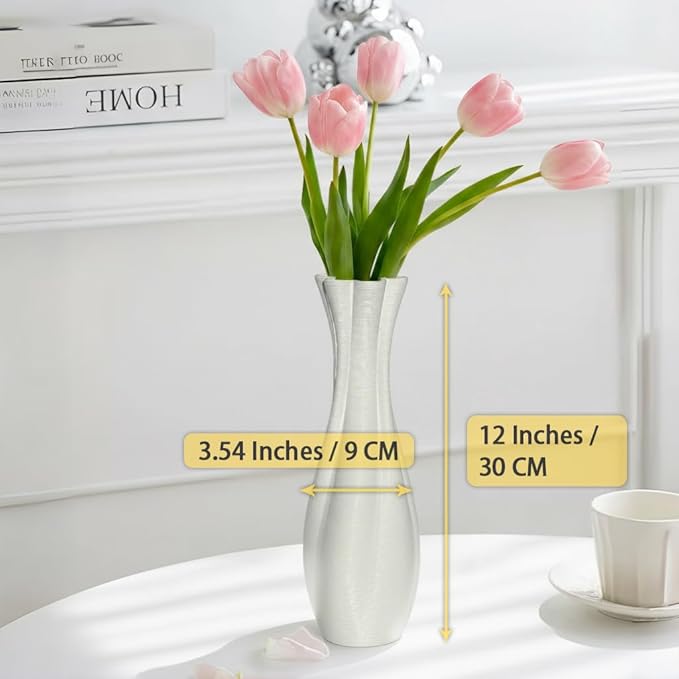 White Ceramic Decorative Vase, Nordic Modern Irregular Shape Flower Vase for Home Decor, Simple Artistic Centerpiece for Dining Table or Coffee Table