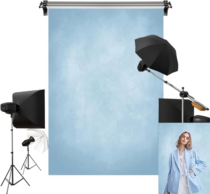 Kate 10x20ft/3x6m Blue Backdrop Texture Baby Blue Portrait Photo Shoot Studio Props