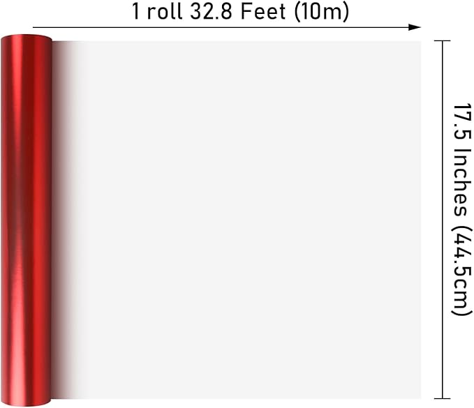 NESCCI Matte Metal Red Wrapping Paper, Solid Color Paper,Gift Wrapping Paper,Perfect for Wedding,Valentine's Day,Birthday, Christmas,Baby Shower,DIY Bouquet (17.5 Inches X 32.8 Feet)