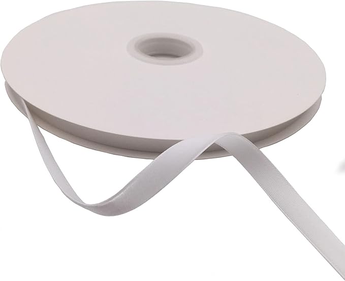 Nylon Velvet Ribbon Single Faced,3/8 Inch X 25Yards Spool (White)