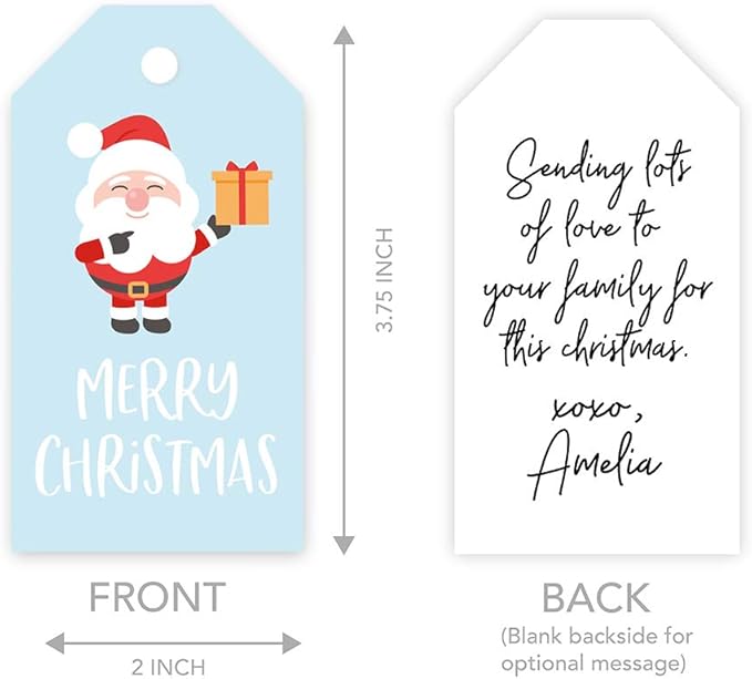 Andaz Press Christmas Holiday Classic Tags, Merry Christmas to from Classic Favor Tags, Santa Claus Design, for Holiday Events, 60-Pack