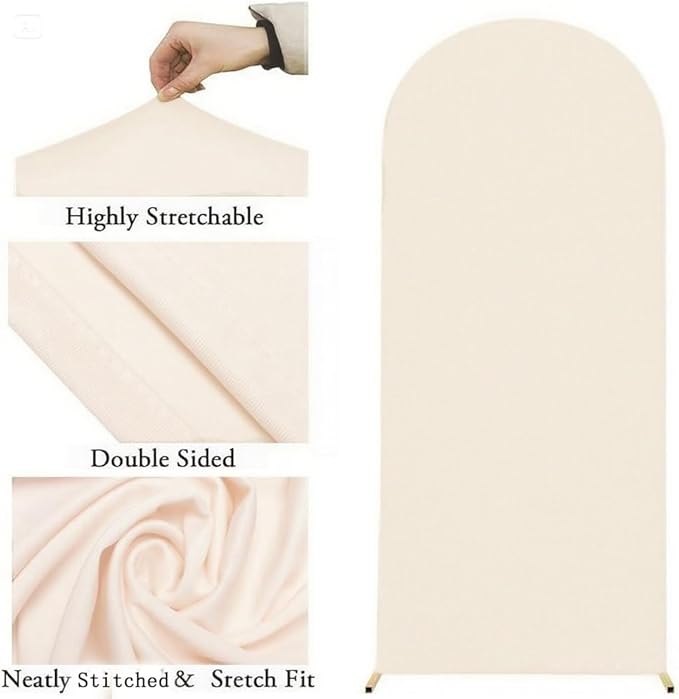 7.2FT Beige Wedding Arch Cover, Beige 7.2FT Arch Backdrop Cover,Chiara Covers for Wedding Birthday Party Celebration Decor