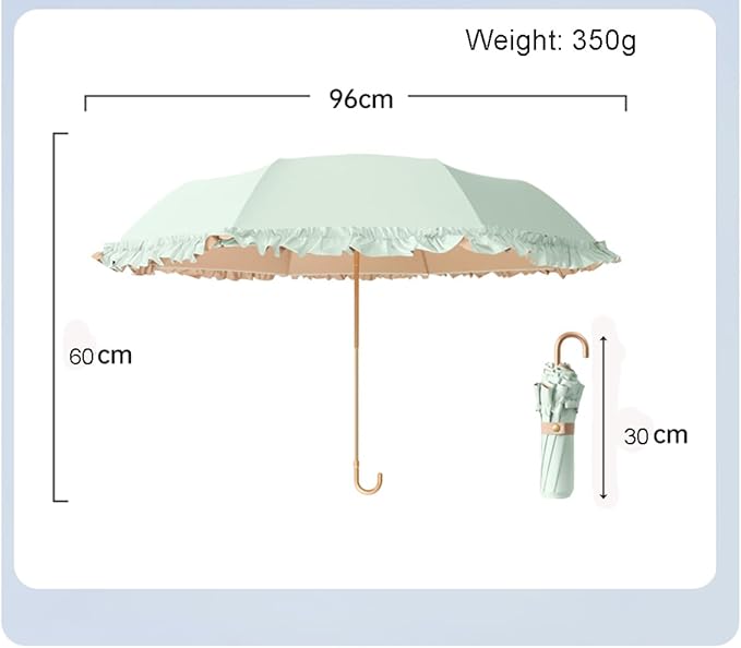 LCY Floral Edge Compact Umbrella Folding Anti-UV Parasol with Hook Handle Sunproof Rainproof & Windproof Umbrella