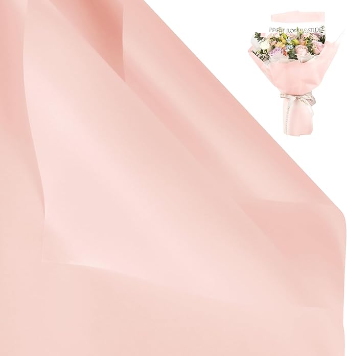NESCCI 20 Sheet Flower Wrapping Paper - Waterproof Floral Bouquet Wrapping Paper, Florist Supplies Packaging Paper for Wedding Birthday Gift DIY (Water Pink)