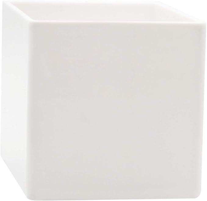 Royal Imports Flower Acrylic Vases Cubes - Decorative Centerpiece for Home or Wedding - Non Breakable Plastic, 6" - White