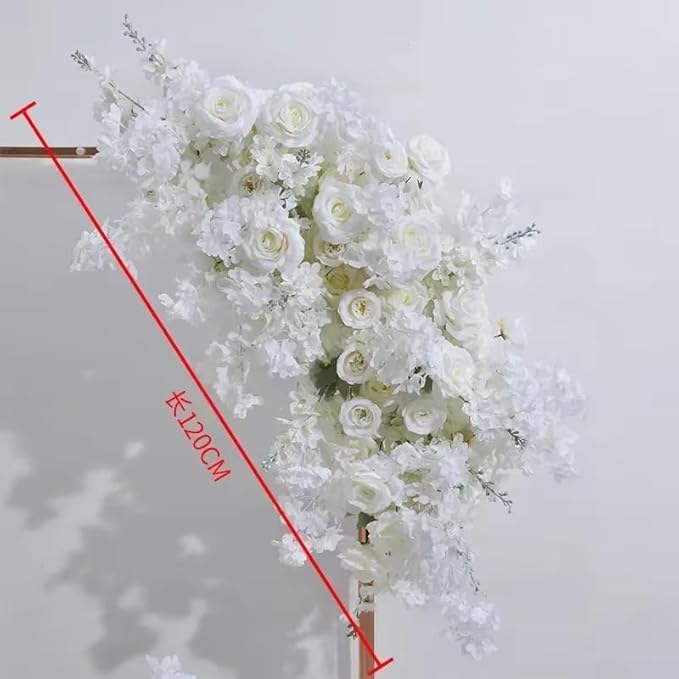 Artificial Cherry Blossom Rose Wedding Arch Flowers, Wedding Welcome Signs Floral Greenery Arrangements, Fake Flower Garland Green Leaves Rose for Home Decor Ceremony Backdrop Decor (Corner flower)