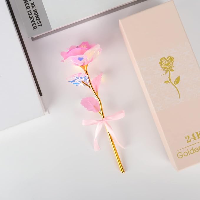 Birthday Gifts for Women Mom, Galaxy Glass Rose Forever Preserved Flowers Eternal Crystal Roses Christmas Rose Gifts for Grandma Wife Sister Her Friends, Light Pink