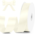 KMER LIFE 1 Inch Wide x 50 Yards Ivory Single Faced Polyester Satin Ribbon for Wedding Decor, Wreath, Crafts, Gift Wrapping & Other Projects