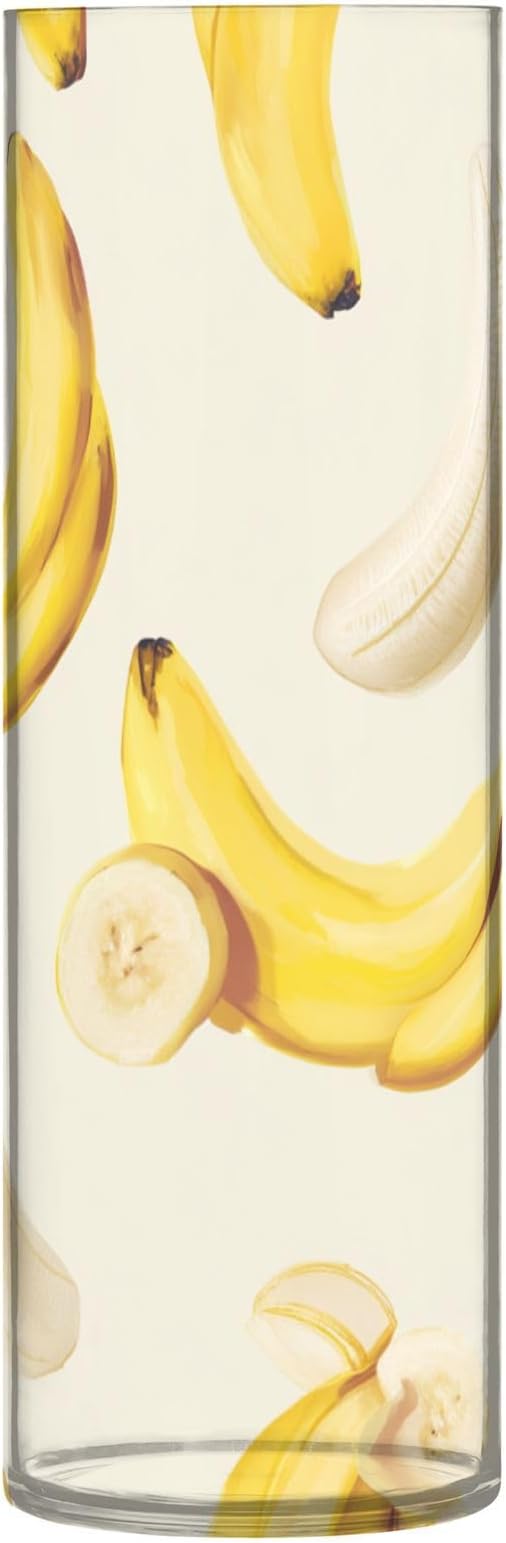 Flower Vase Clear Plastic Cylinder Vases Decor for Centerpieces Home Storage Office Weddings Yellow Bananas Fruit 11.8 x 3.9 in
