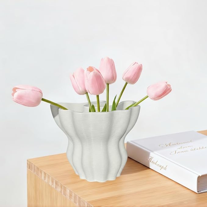 Contemporary White Ceramic Vase, Abstract Irregular Shape Sculptural Accent for Home Decor, Modern Artistic Centerpiece for Coffee Table or Bookshelf