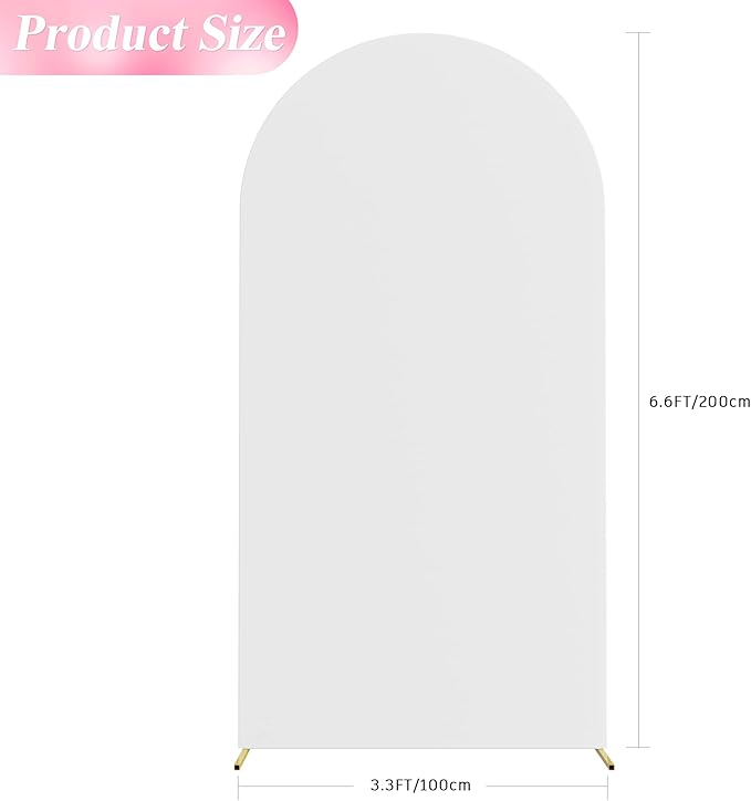 Wokceer 6.6FT Wedding Arch Backdrop Cover Spandex Fitted White Arch Covers Round Top Chiara Arches Backdrop Cover for Birthday Party Ceremony Banquet Decoration
