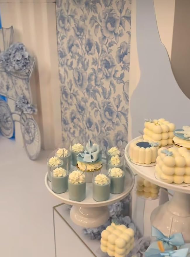 French Toile Arch Backdrop Cover Blue White Floral Baby Shower Birthday Party Elegant Vintage Theme Spandex Arch Stand Cover for Boys Newborn Celebration Tea Party Decor (G4260,6FT)
