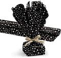 PMU Gift Wrap Mylar Roll Metallic Black with Silver Mini Stars 2-sided, 30 Inches X 25 Ft Roll 1.4 Mil Highly Reflective Mylar Film, Great for Gifts, Birthdays, Christmas, Baskets, Arts & Crafts