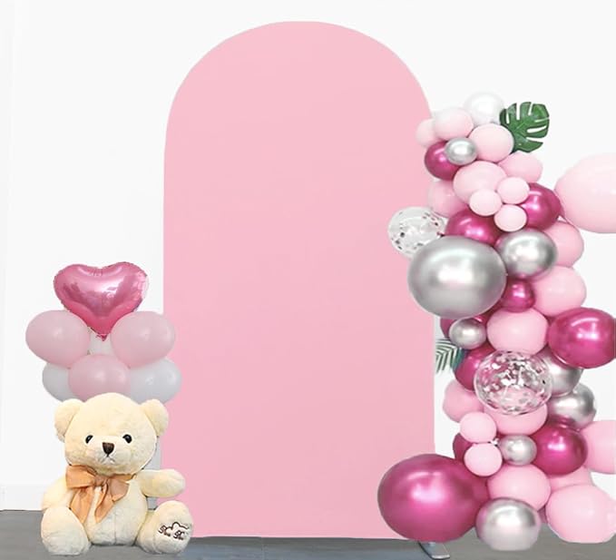 Pink 6FT Spandex Arch Backdrop Cover, Included Components for Wedding, Party Celebration Decoration