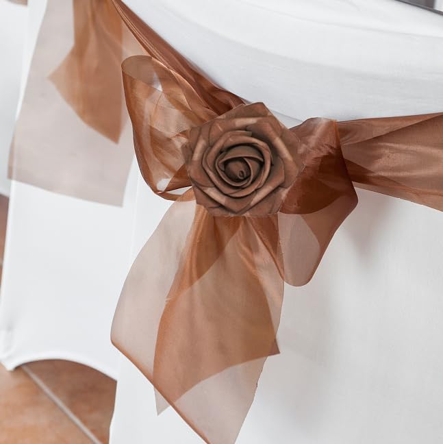 Artificial Flowers, Artificial Rose 100pcs for DIY Wedding Bouquets Centerpieces Arrangements, Brown Foam Roses with Stem for Bridal Shower Party Home Decorations