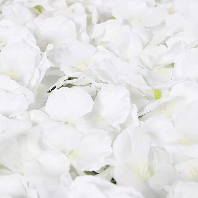 Flower Wall Panels, 10Pcs Artificial Flower Wall 3D Flower Wall Backdrop White Silk Rose Floral Flower Wall Background for Wedding Home (Large Piece White,15.7 * 23.6 in)