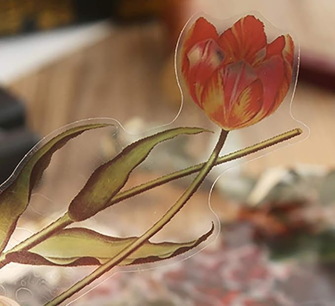 Vintage Flowers Plants Stickers - Doraking 40PCS Peel-Off DIY Decoration PET Paper Flowers and Plants Scrapbook Stickers for Scrapbook (Flower Collection)