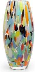 Ca D Oro Colored Glass Vase Confetti Effect Hand Blown Murano-Style Art Glass for Flower, Room Decoration and Centerpiece - Model Oliva G