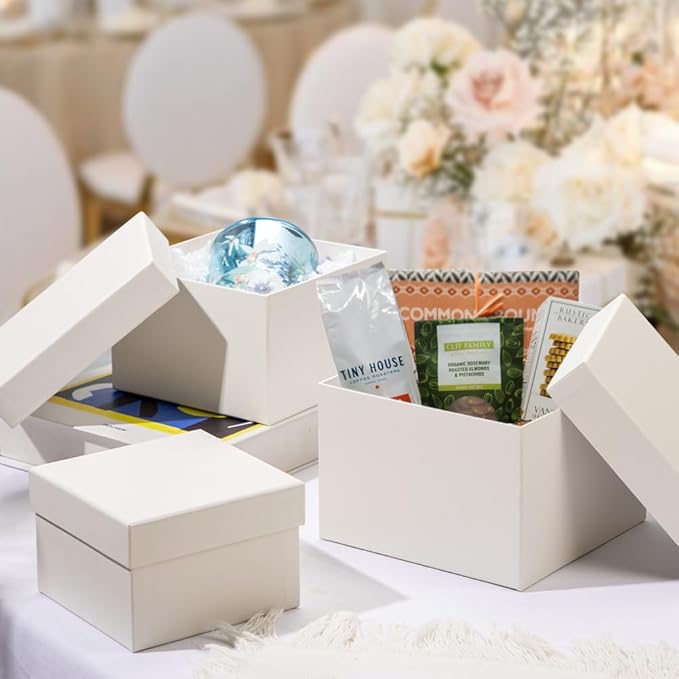 Briful Square Gift Boxes with Lids 4PCS Gift Box for Presents Nesting Assorted Sizes Present Boxes for Christmas Birthday Valentines Party Gift Wrap