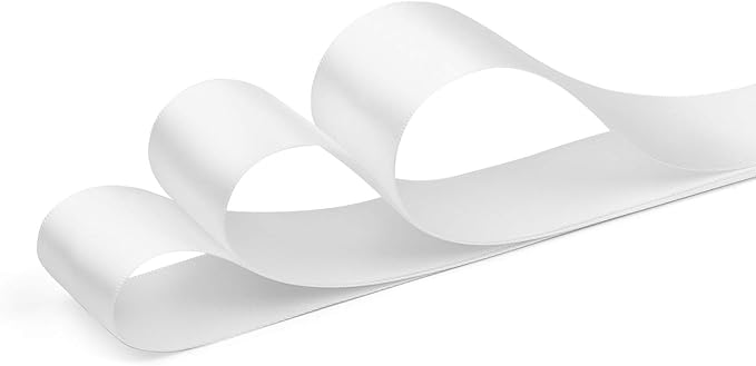 Humphrey's Craft 1-1/2 Inch Double Faced Satin Ribbon - Continuous 50 Yards, White Thick Satin Ribbon for Crafts, Gift Wrapping, Decoration Christmas Tree, Bridal Bouquet,Wedding,DIY Bows,Sewing Hat.