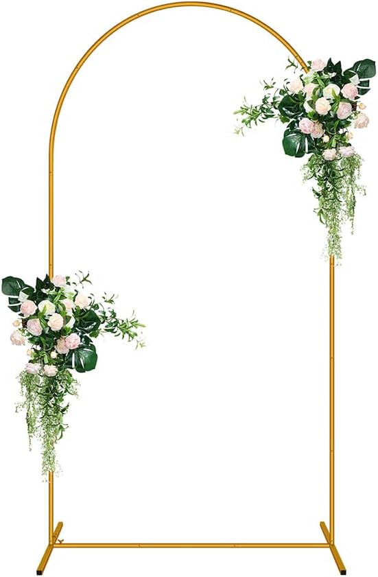 6 FT Arch Backdrop Stand, Metal Background Balloon Arch Stand, Baby Shower Backdrop Arch, Gold Arches for Party Decoration