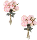 Pink Peonies Artificial Flowers 2 Bouquets Vintage Peonies 18pcs Pink Flowers Artificial for Wedding Decoration Bride Bouquet Faux Crafts Floral Arrangement
