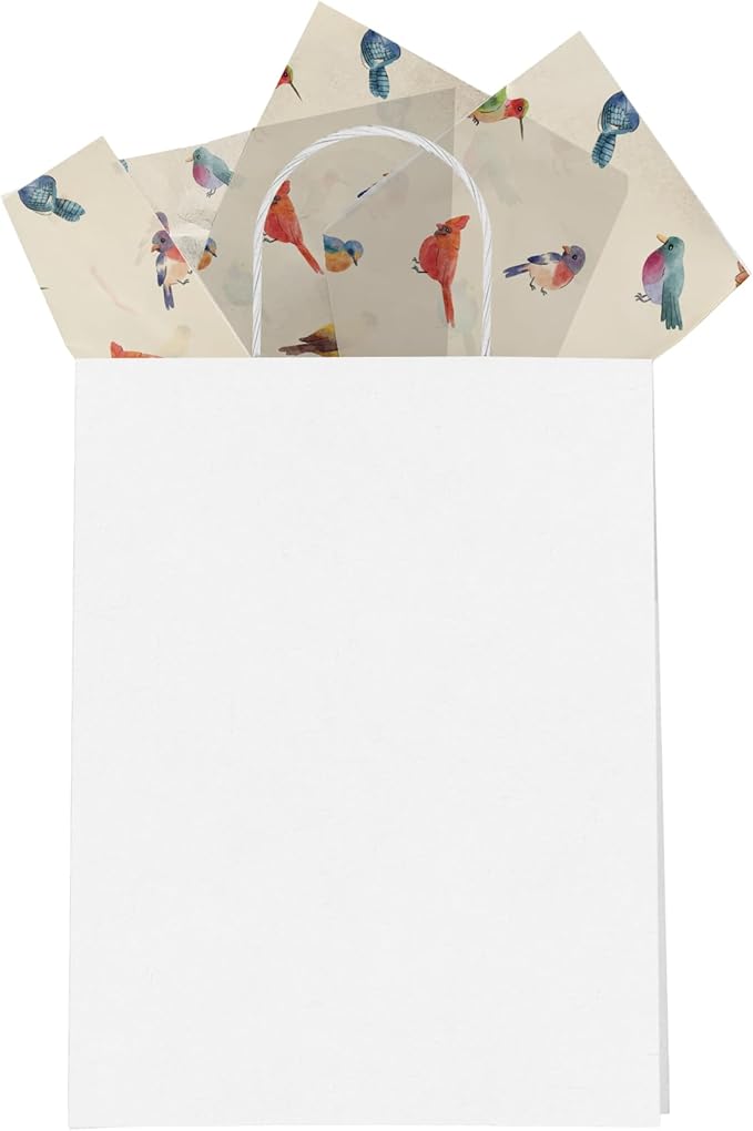 Pro Supply Global Birds Printed Tissue Paper for Gift Bags or Boxes and Wrapping - Bulk Decorative Art Tissue Paper for Packaging and Gifting | 24 Sheets 20" x 30"