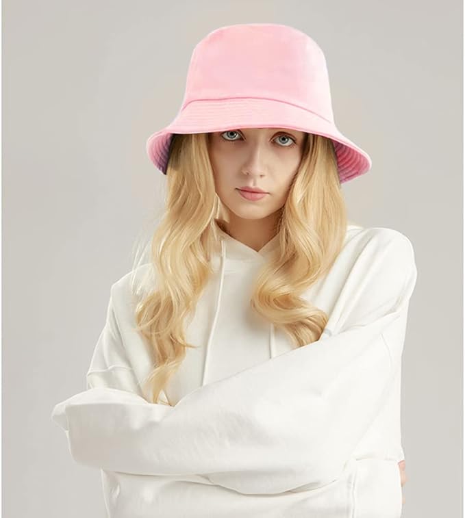 Malaxlx Unisex Bucket Hat Beach Sun Hat Aesthetic Fishing Hat for Men Women Teens, Reversible Double-Side-Wear