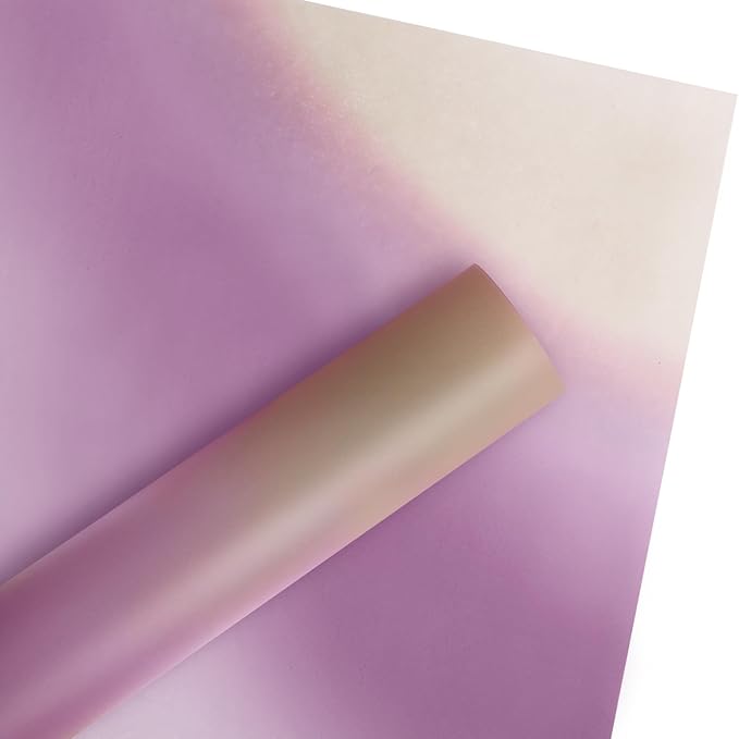 WRAPAHOLIC 20 Sheets Flower Wrapping Paper - 22.4 x 22.4 inch Purple Gradient Color Water-Resistant Floral Bouquet Wrapping Paper, Florist Supplies Packaging for Wedding Birthday Gift DIY