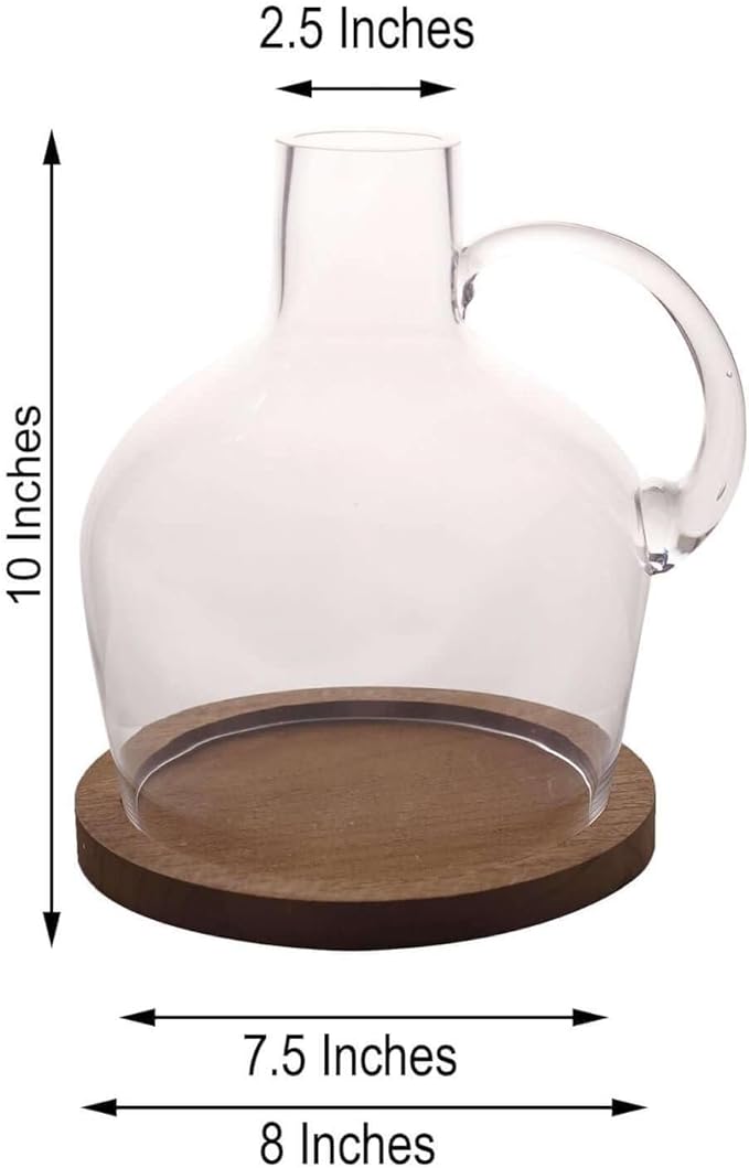 Efavormart 10" Heavy Duty Clear Glass Vases Candle Holder Centerpiece Vessel Jar with Wooden Base