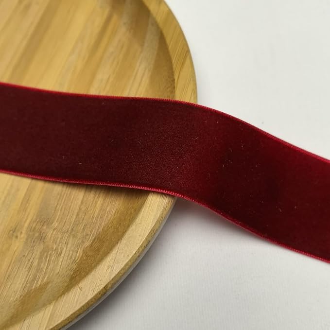 Chenkou Craft Dark Red 25 Yards/roll 1 1/2" Velvet Ribbon Lots Bulk (Dark red, 1 1/2"(40mm))
