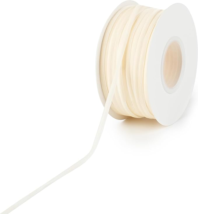 MAYREEL 1/8 Inch Ivory Velvet Ribbon Thin Cream Vintage Ribbon for Wedding Invitations Crafts Gift Wrapping Party Favor Boxes 50 Yards