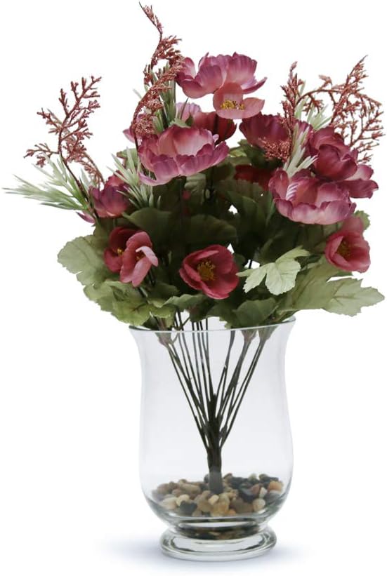 WGV Unique Bouquet Vase, 5.5" W, 8" H, Clear Short Hurricane Glass Candle Holder, Floral Planter Terrarium, Home Wedding Event Decor, 1 Piece (VHV0808)