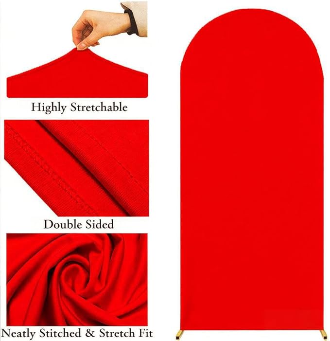 6.6 FT Red Arch Backdrop Cover, Red Christmas Arch Cover, Arch Backdrop Stand Covers for Birthday Wedding Party Decor