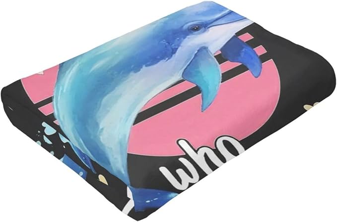 Dolphin Blanket for Girls Ocean Throw Blanket Sea Animal Soft Cozy Fleece Fuzzy Stuffed Plush Flannel Gifts for Women Kids Adults 60"X80"