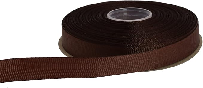 Solid Grosgrain Ribbon 25 Yard Each Roll 100% Polyester Woven Edge (1/2", Coffee)