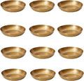 Serene Spaces Living Smooth Gold Round Decorative Iron Bowl, Large Table Centerpiece, Golden Container for Floral Arrangement, Fruits, Candies, Accessories, Measures 10" Diameter & 2" Tall, Set of 12