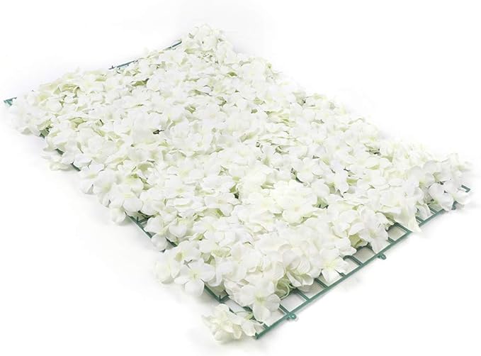 10Pcs 16"x 24" Artificial Flower Wall Panels,Flower Wall Mat Silk Flower Panels for Outdoor Garden Backyard Fence Fence Privacy Screen and Indoor Wall Decor (10Pcs White)