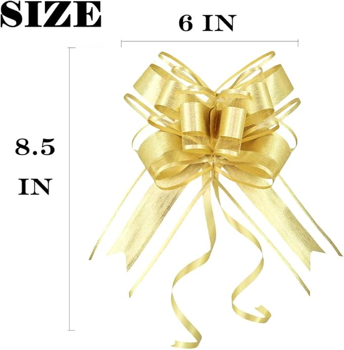 WEWILUCK Bows for Gift Wrapping, Large Gold Bows for Gifts, Presents, Gift Baskets, Big Golden Bow for Birthdays, Parties, Christmas, and Everyday(6 inches, 15PCS)
