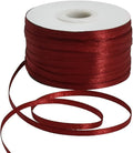 1/8 Inch x 200 Yards Deep Red Claret Thin Solid Satin Ribbon Spool Double Face Woven Fabric Ribbons for Crafts Hanging Tags Invitation Card Balloons Bouquet Hair Gift Wrapping Party Decoration