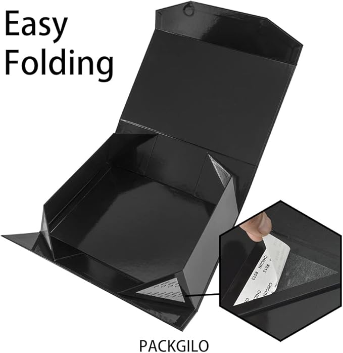 1 Pcs Black Extra Large Gift Box with Lid, 16.5 x 13 x 5.3 Inches, Hard Magnetic Giant Gift Boxes for Presents Clothes Robe Wedding Dress Sweater,Reusable Foldable Bridesmaid Proposal Box
