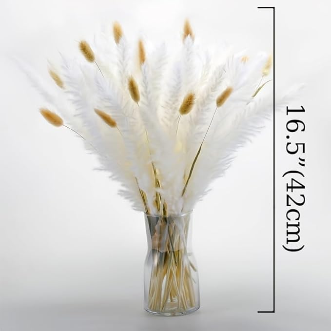 90 PCS Air Dried Pampas Grass. Mix Bouquet. Preserved Flower. Bouquet Contain Bunny Tail, White Pampas. Boho Dried Floral Arrangement Centerpiece. for Boho Home, Wedding, Table Decor, Shop Decor