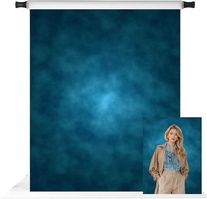 Kate 5x7ft Blue Abstract Backdrop for Photography Dark Blue Portrait Headshot Fabric Background Photo Studio Props