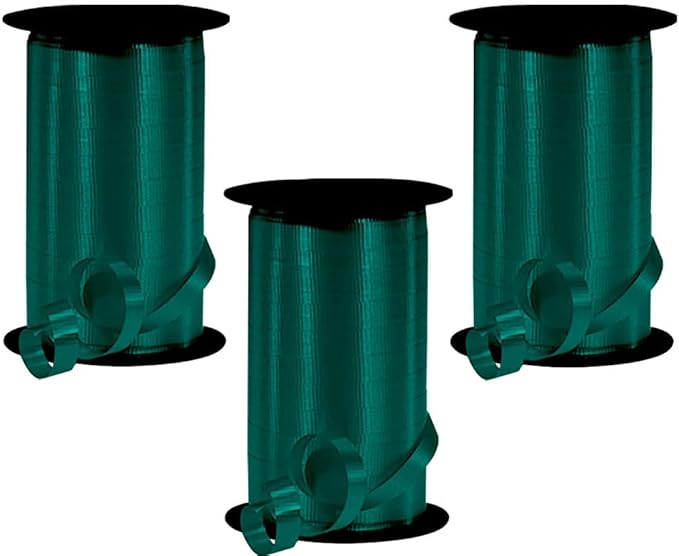 PMU Curling Ribbon - Crimped Texture Curling Ribbons for Gift Box Wrapping, Florist Flowers, Birthday Party Decorations, Festival Art Craft & Christmas Décor - Hunter Green 3/8 Inch X 250 Yards, Pkg/3