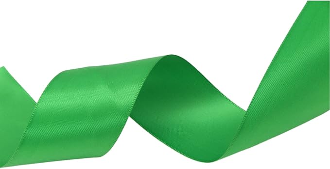 Green Double Faced Satin Ribbons 1-1/2 inch Flower Boutique Gift Wrapping Ribbon 1.5inch 50yards Fabric Silk Bow Ribbon for Valentine's Day & Mother's Day DIY Crafts Hair Headband-Sewing