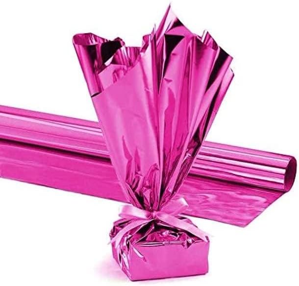 PMU Gift Wrap Mylar Roll Metallic Magenta 2-sided, 48 Inches X 25 Ft Roll 1.4 Mil Highly Reflective Mylar Film, Great for Gifts, Birthdays, Christmas, Baskets, Arts & Crafts