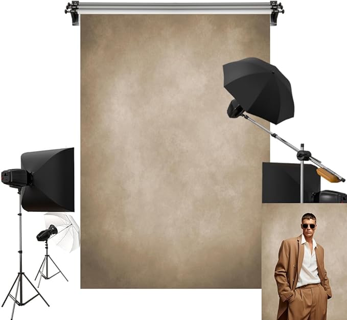 Kate 5x7ft/1.5x2.2m Tan Portrait Backdrop Headshot Background Light Brown Texture Fabric Photography Studio Props