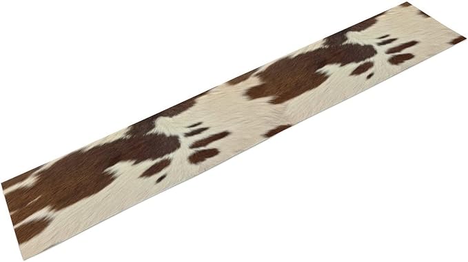 Cow Print Table Runner, Brown Cowhide Western Style Runner Country Farmhouse Cottage Patten Decoration for Home Kitchen Dining,13x108 Inch