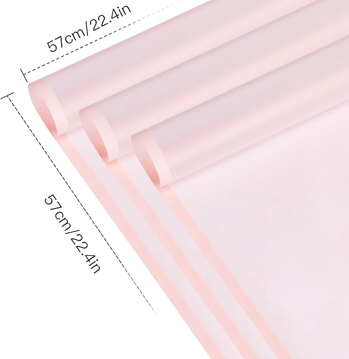WRAPAHOLIC 20 Sheets Flower Wrapping Paper - 22.4 x 22.4 inch Pink Border Water-Resistant Floral Bouquet Wrapping Paper, Florist Supplies Packaging Paper for Wedding Birthday Gift DIY